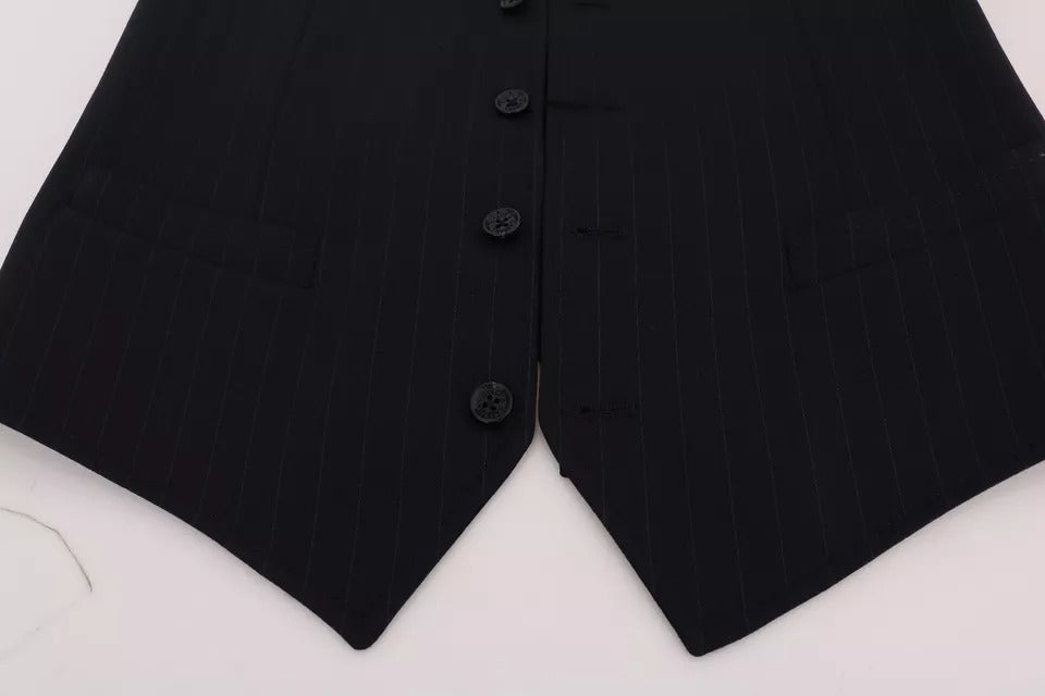 Dolce & Gabbana Blue Waistcoat Wool Stretch STAFF Vest -   -  Dolce & Gabbana.