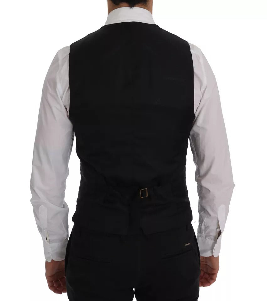 Dolce & Gabbana Blue Waistcoat Wool Stretch STAFF Vest -   -  Dolce & Gabbana.