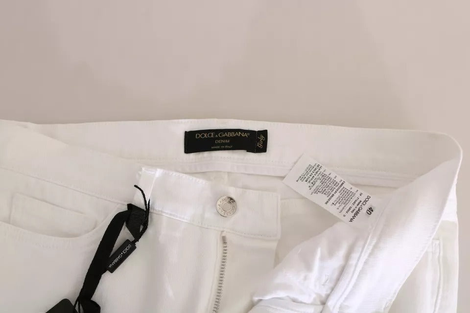 Dolce & Gabbana White Crystal Embellished Skinny Jeans -   -  Dolce & Gabbana.