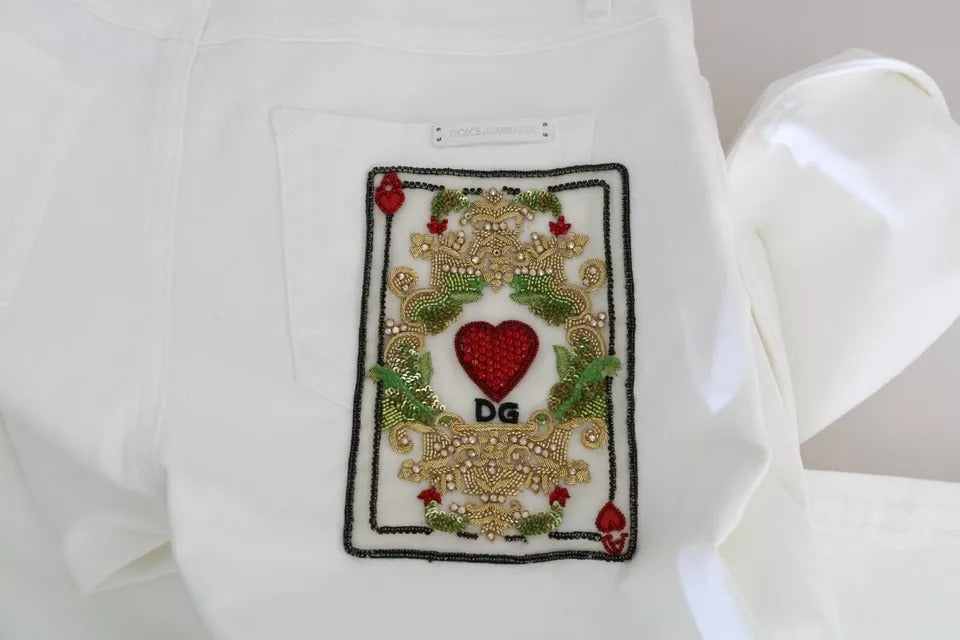 Dolce & Gabbana White Crystal Embellished Skinny Jeans -   -  Dolce & Gabbana.