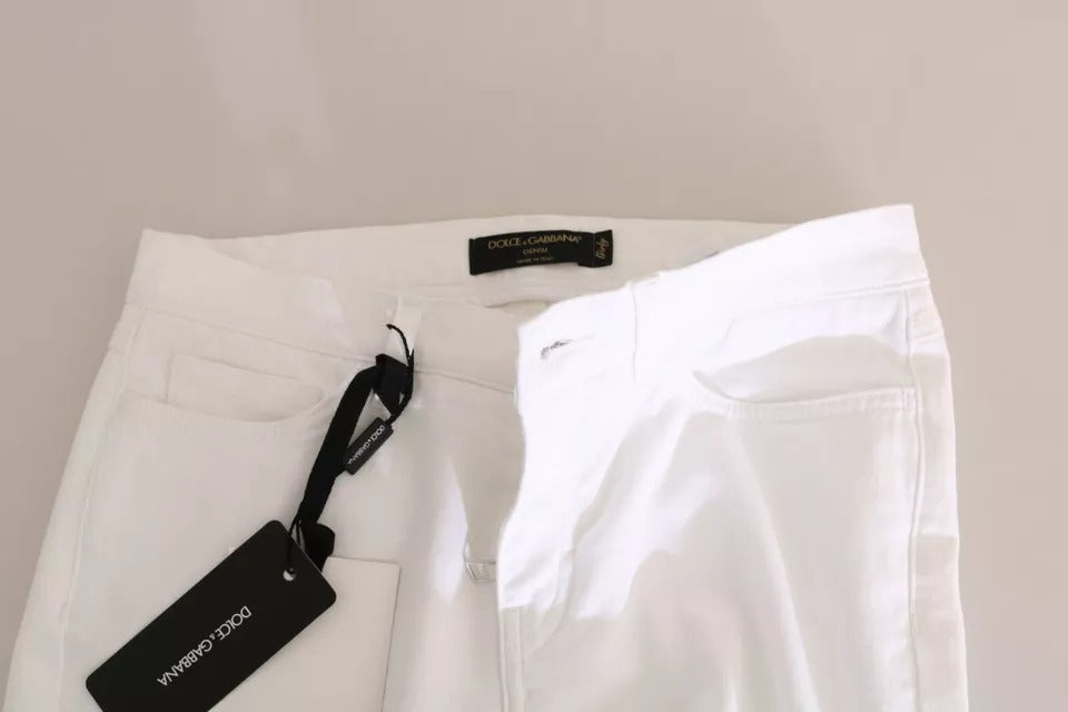 Dolce & Gabbana White Crystal Embellished Skinny Jeans -   -  Dolce & Gabbana.