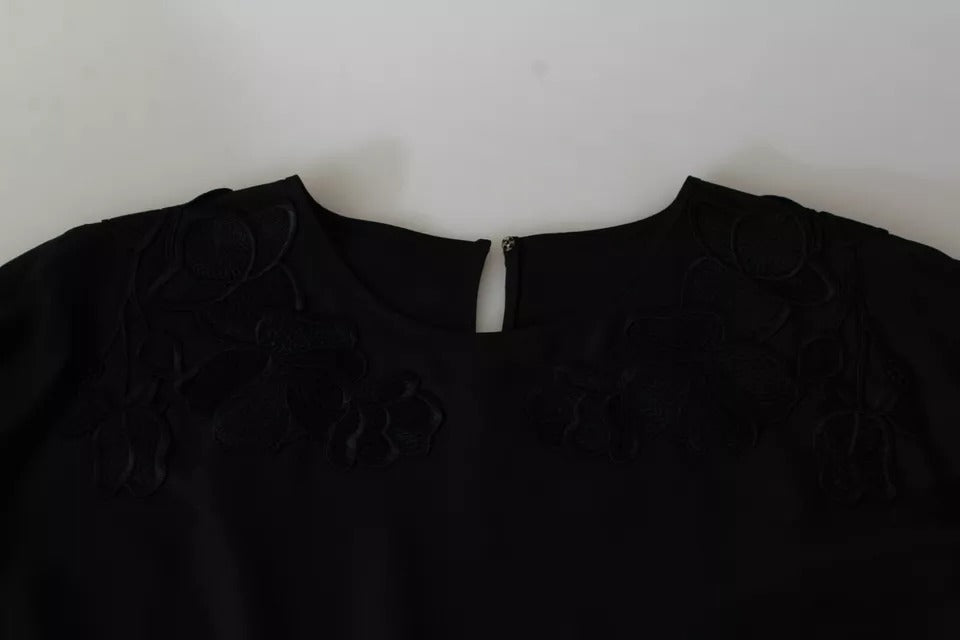 Dolce & Gabbana Black Floral Embroidered Blouse Silk Top -   -  Dolce & Gabbana.