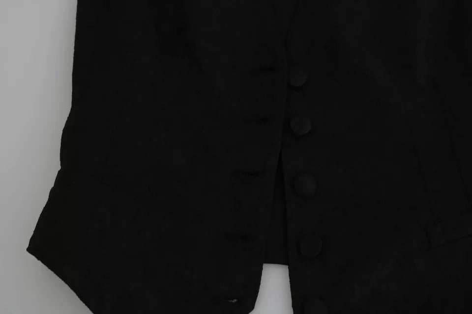 Dolce & Gabbana Black Lace Waistcoat Slim Vest Silk Top -   -  Dolce & Gabbana.