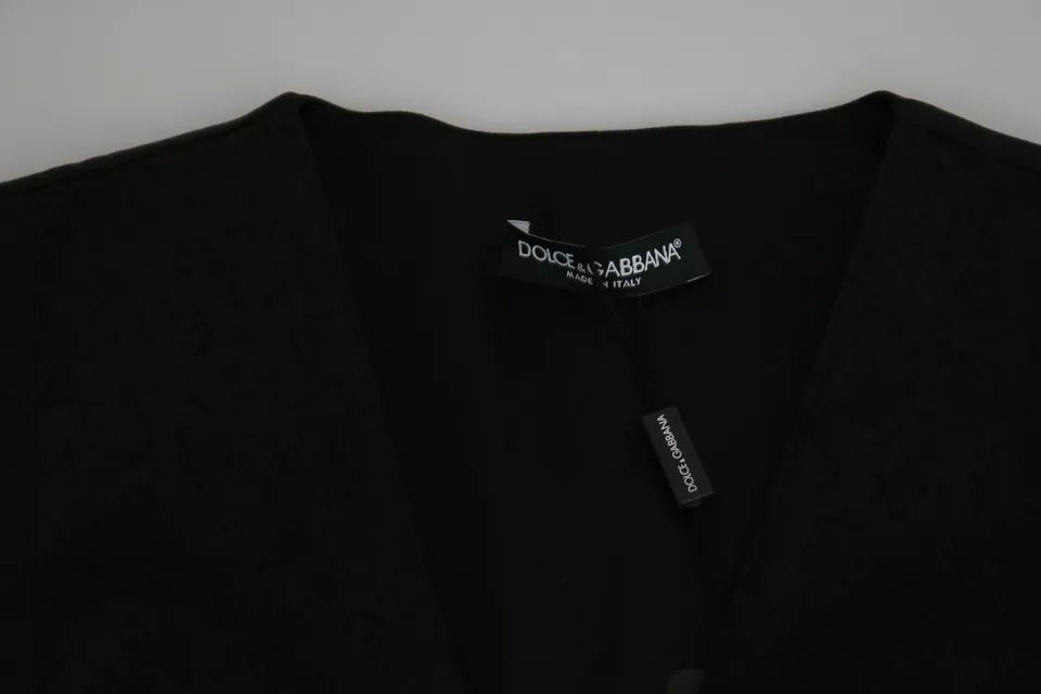Dolce & Gabbana Black Lace Waistcoat Slim Vest Silk Top -   -  Dolce & Gabbana.