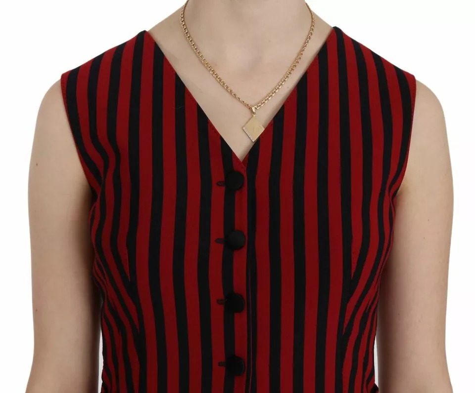 Dolce & Gabbana Red Black Stripe Vest Waistcoat Blouse Top -   -  Dolce & Gabbana.