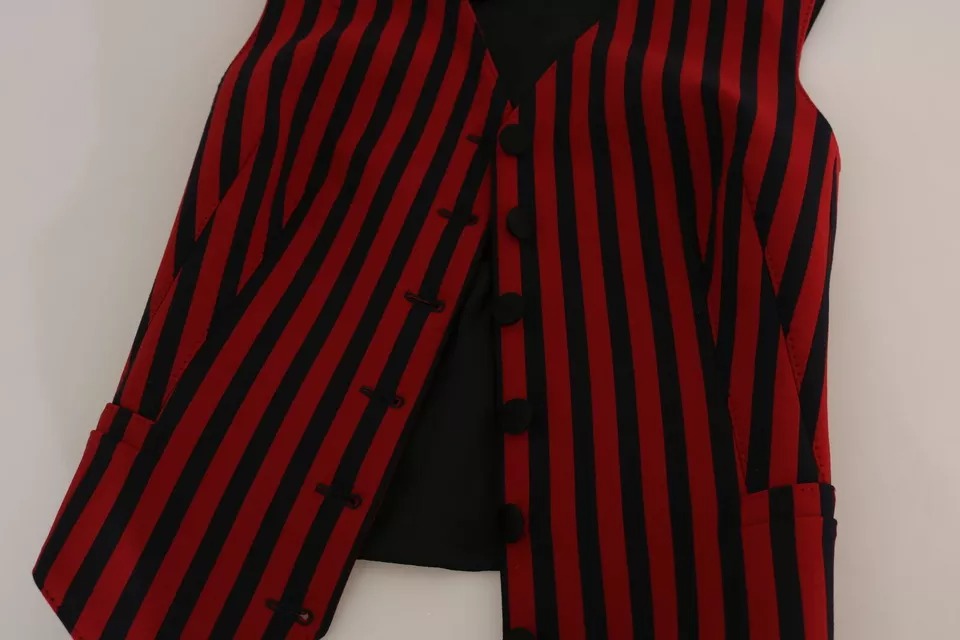 Dolce & Gabbana Red Black Stripe Vest Waistcoat Blouse Top -   -  Dolce & Gabbana.