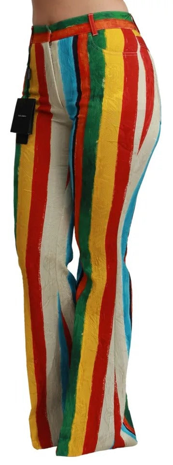 Dolce & Gabbana Multicolor Flared Riga Pittorica Pants -   -  Dolce & Gabbana.