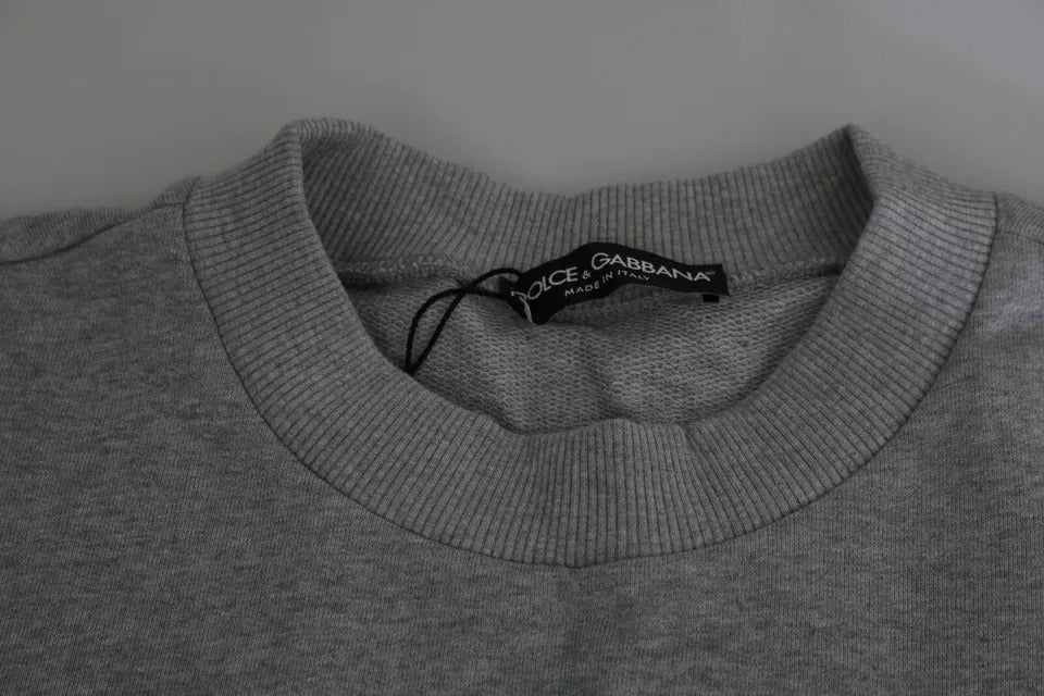 Dolce & Gabbana Gray Crown King Print Cotton Pullover Sweater -   -  Dolce & Gabbana.