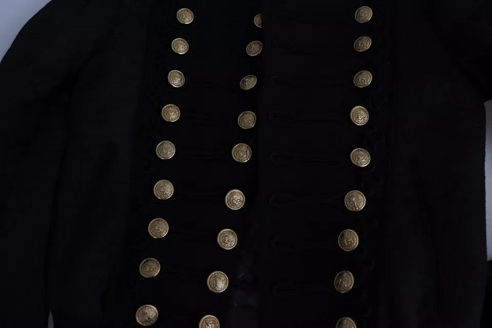 Dolce & Gabbana Black Button Embellished Military Jacket -   -  Dolce & Gabbana.
