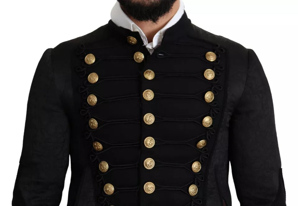 Dolce & Gabbana Black Button Embellished Military Jacket -   -  Dolce & Gabbana.