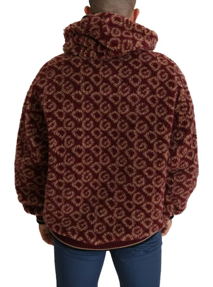 Dolce & Gabbana Red Beige Wool Oversize Hooded Pullover Sweater -   -  Dolce & Gabbana.