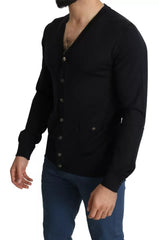 Dolce & Gabbana Black Wool Button Down Men Cardigan Sweater -   -  Dolce & Gabbana.