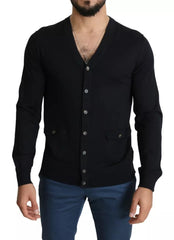 Dolce & Gabbana Black Wool Button Down Men Cardigan Sweater -   -  Dolce & Gabbana.