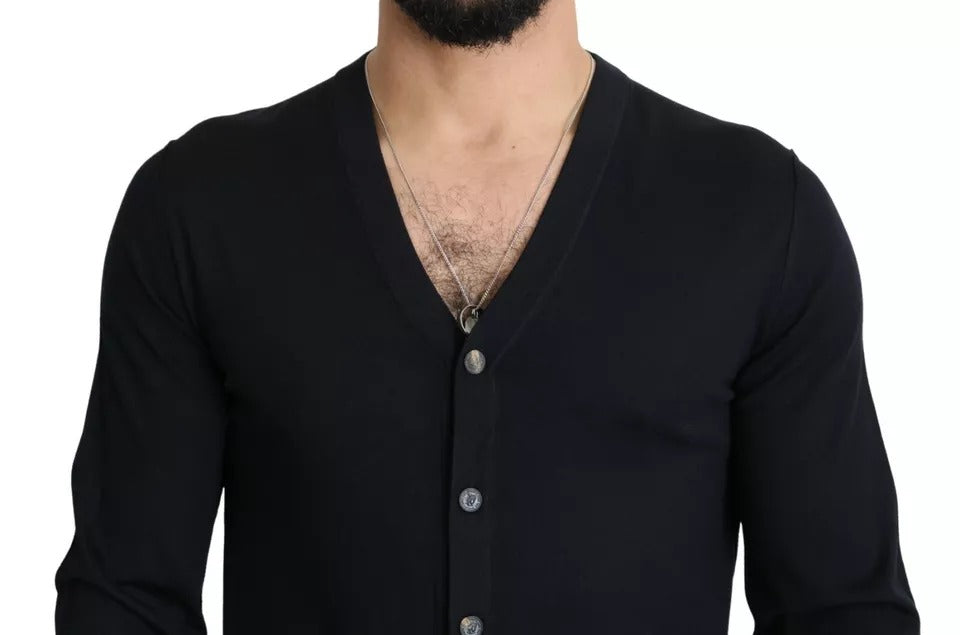 Dolce & Gabbana Black Wool Button Down Men Cardigan Sweater -   -  Dolce & Gabbana.