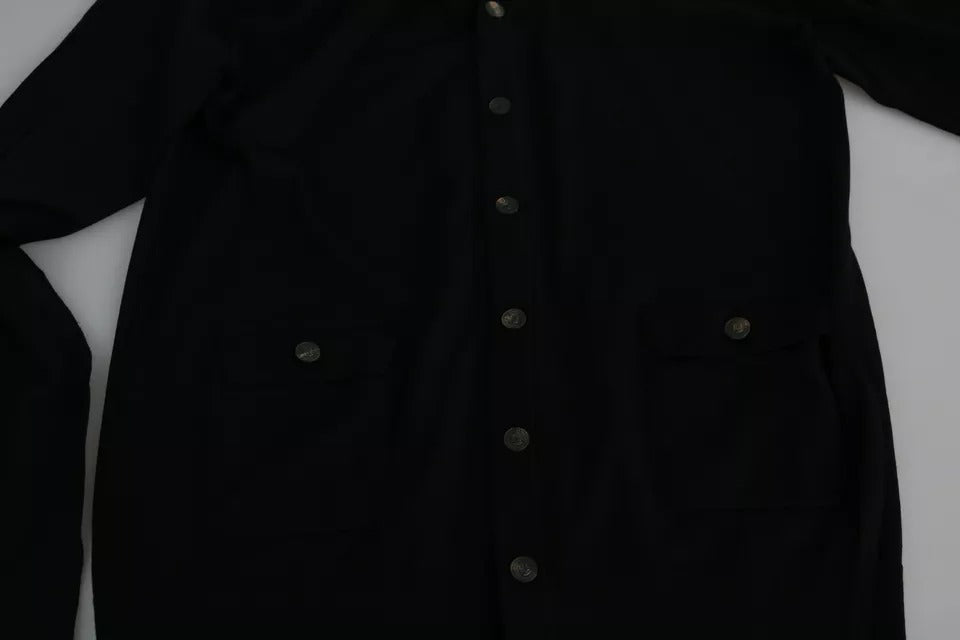 Dolce & Gabbana Black Wool Button Down Men Cardigan Sweater -   -  Dolce & Gabbana.