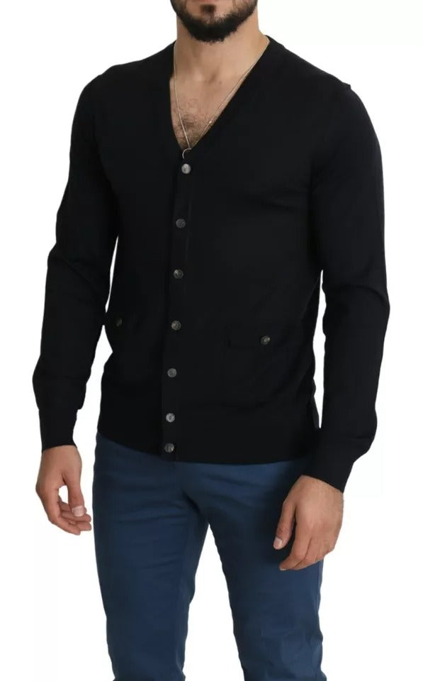 Dolce & Gabbana Black Wool Button Down Men Cardigan Sweater -   -  Dolce & Gabbana.