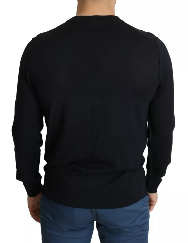 Dolce & Gabbana Black Wool Button Down Men Cardigan Sweater -   -  Dolce & Gabbana.