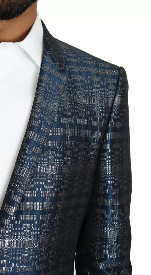 Dolce & Gabbana Blue Silver Shiny 2 Piece Slim GOLD Suit -   -  Dolce & Gabbana.