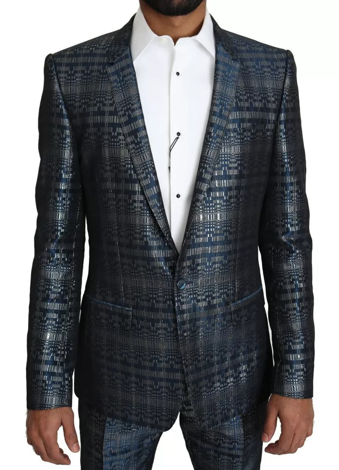 Dolce & Gabbana Blue Silver Shiny 2 Piece Slim GOLD Suit -   -  Dolce & Gabbana.