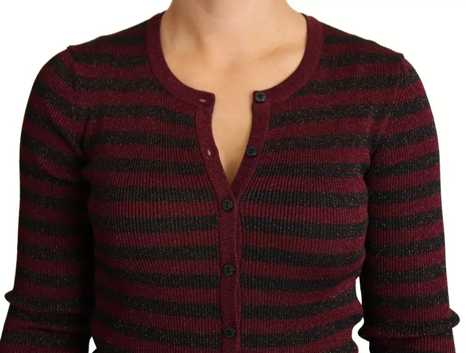 Dolce & Gabbana Black Red Striped Womens Cardigan Sweater -   -  Dolce & Gabbana.