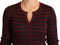 Dolce & Gabbana Black Red Striped Womens Cardigan Sweater -   -  Dolce & Gabbana.