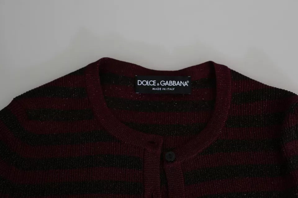 Dolce & Gabbana Black Red Striped Womens Cardigan Sweater -   -  Dolce & Gabbana.
