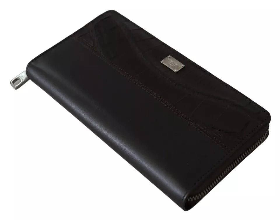 Dolce & Gabbana Brown Exotic Leather Zip Around Continental Clutch Wallet -   -  Dolce & Gabbana.