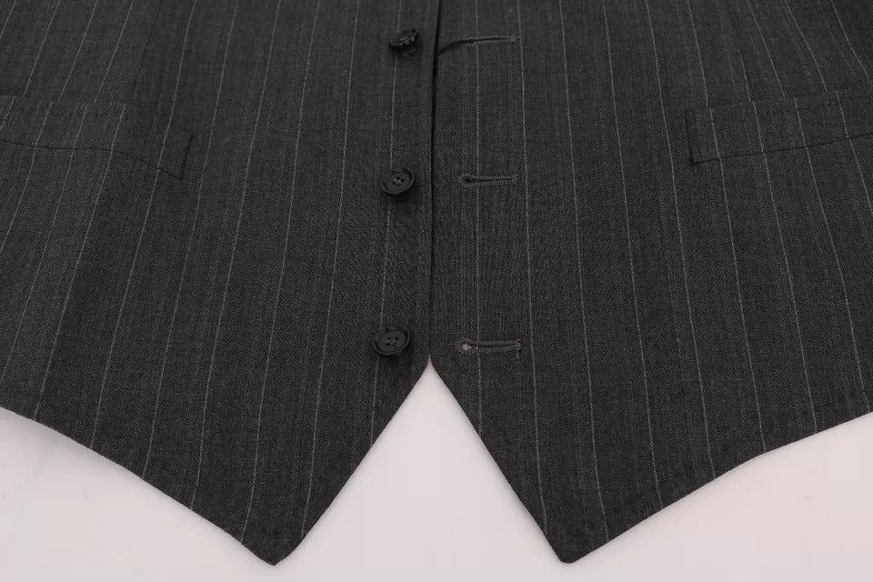 Dolce & Gabbana Gray Wool Stretch Gilet Waistcoat Vest -   -  Dolce & Gabbana.