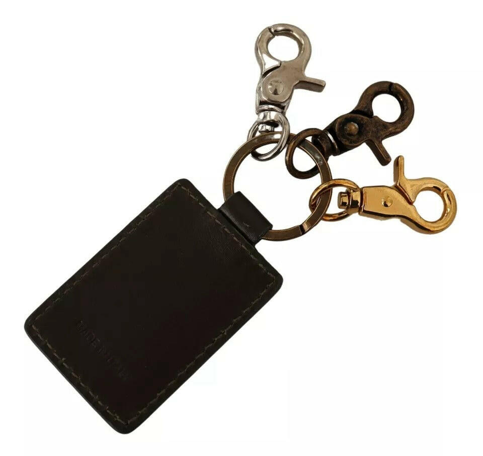 Dolce & Gabbana Green Leather D&G Logo Metal Ring Hook Keyring Keychain -  Men´s Keychains -  Dolce & Gabbana.