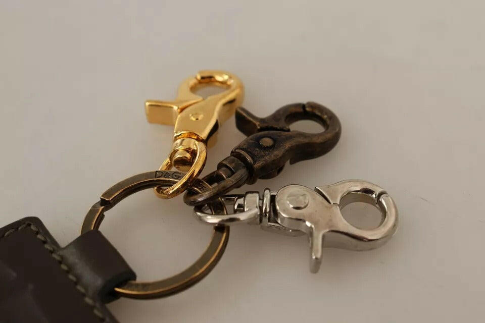 Dolce & Gabbana Green Leather D&G Logo Metal Ring Hook Keyring Keychain -  Men´s Keychains -  Dolce & Gabbana.