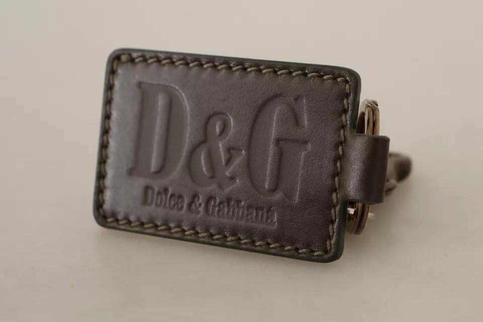 Dolce & Gabbana Green Leather D&G Logo Metal Ring Hook Keyring Keychain -  Men´s Keychains -  Dolce & Gabbana.