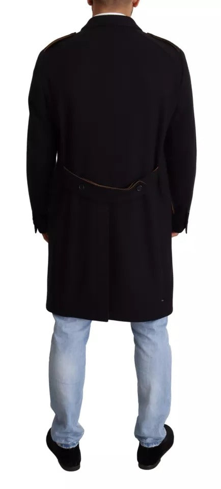 Dolce & Gabbana Blue Trench Coat Long Wool Stretch Jacket -   -  Dolce & Gabbana.
