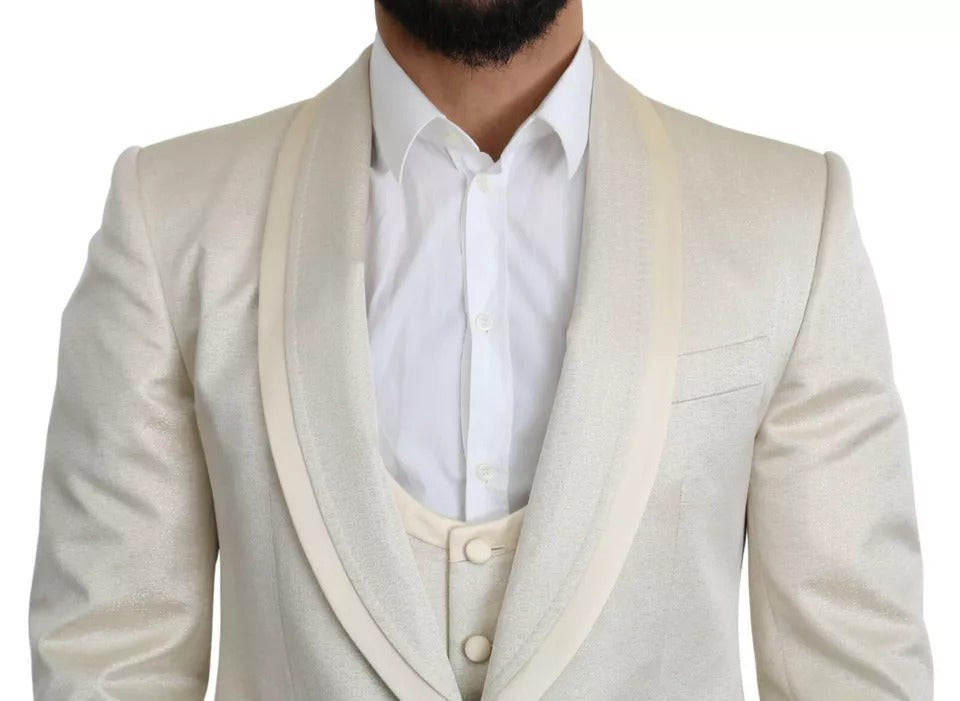Dolce & Gabbana Beige Wool Crème 3 Piece SICILIA Shawl Suit -   -  Dolce & Gabbana.