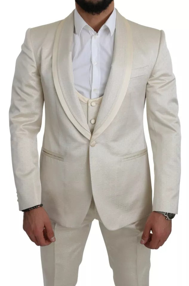 Dolce & Gabbana Beige Wool Crème 3 Piece SICILIA Shawl Suit -   -  Dolce & Gabbana.