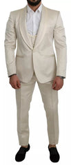 Dolce & Gabbana Beige Wool Crème 3 Piece SICILIA Shawl Suit -   -  Dolce & Gabbana.