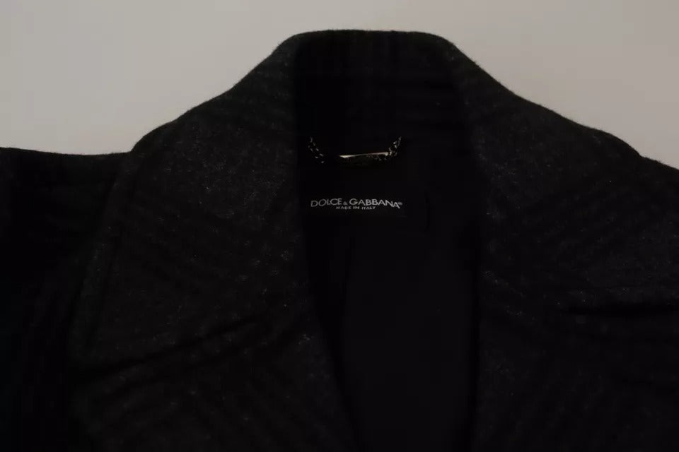 Dolce & Gabbana Black Trench Coat Check Wool Jacket -   -  Dolce & Gabbana.