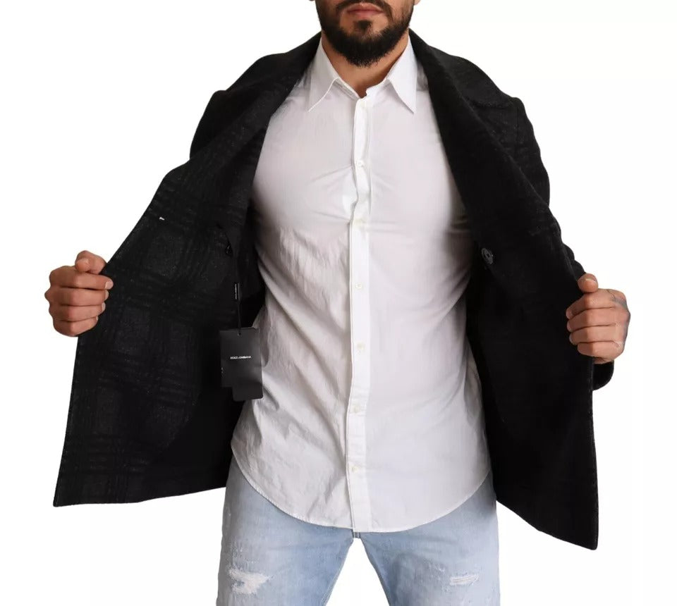 Dolce & Gabbana Black Trench Coat Check Wool Jacket -   -  Dolce & Gabbana.