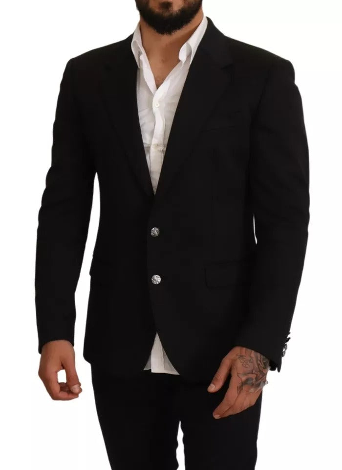 Dolce & Gabbana Black Cotton Slim Fit Coat Blazer Jacket -   -  Dolce & Gabbana.