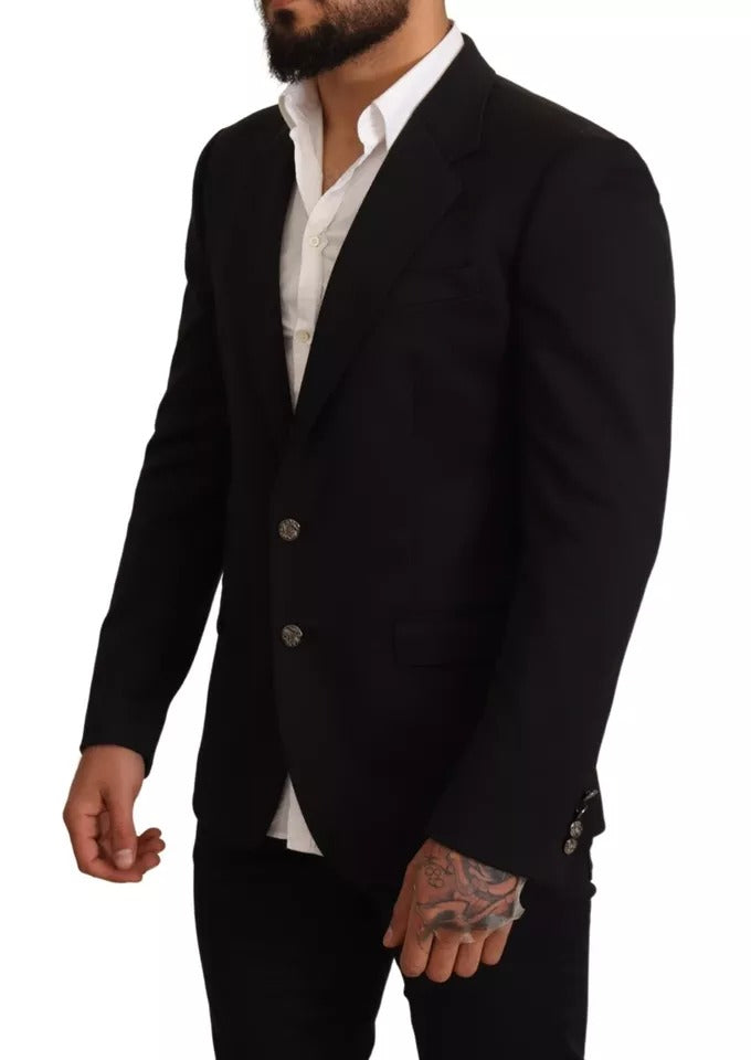Dolce & Gabbana Black Cotton Slim Fit Coat Blazer Jacket -   -  Dolce & Gabbana.