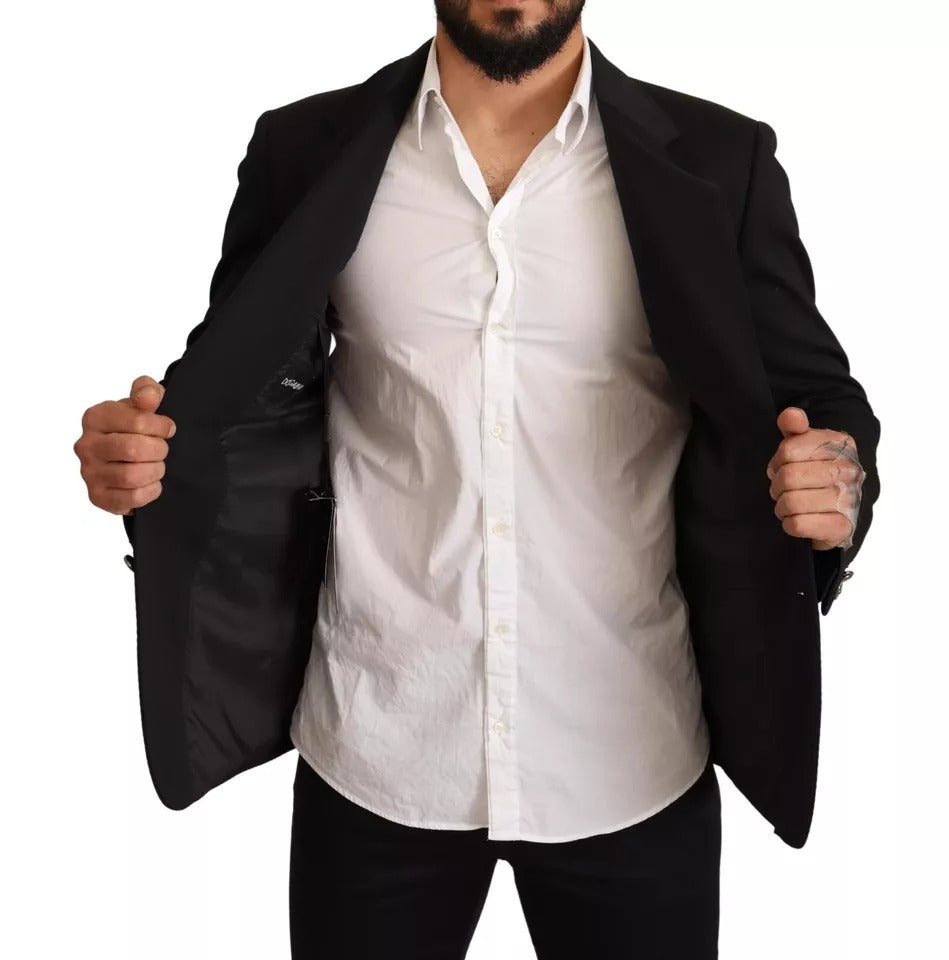 Dolce & Gabbana Black Cotton Slim Fit Coat Blazer Jacket -   -  Dolce & Gabbana.