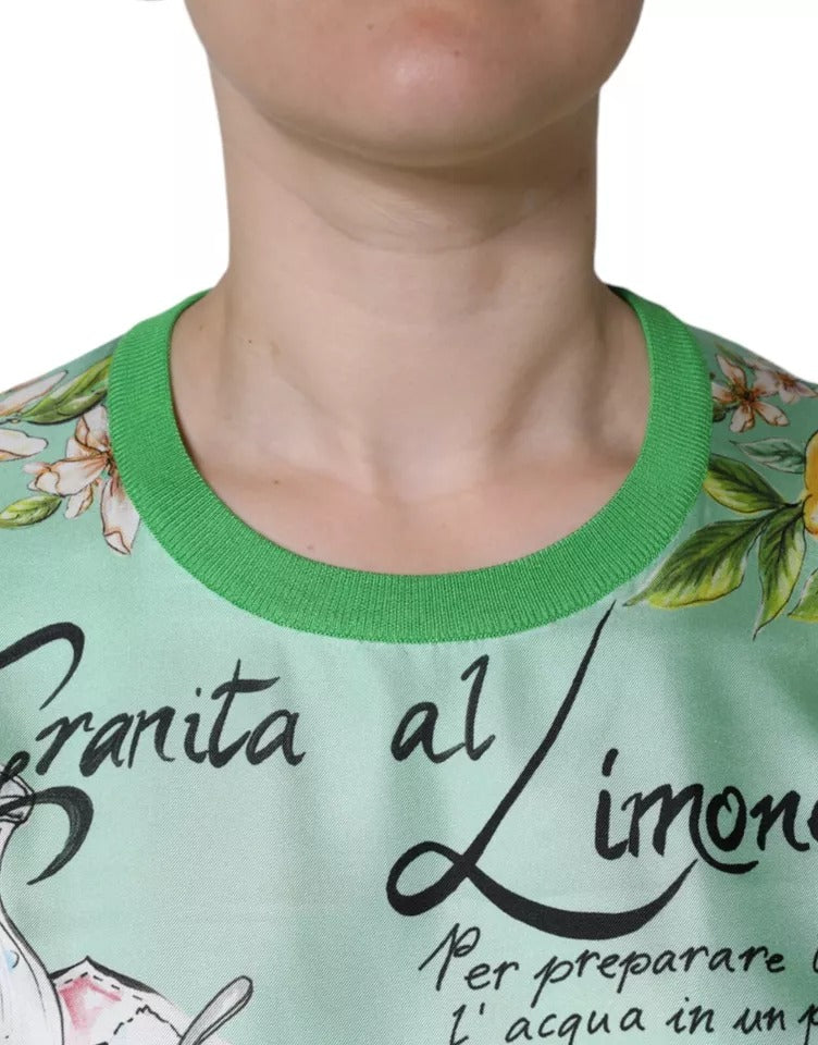 Dolce & Gabbana Green Silk Granita Al Limone Long Sleeves Sweater -   -  Dolce & Gabbana.