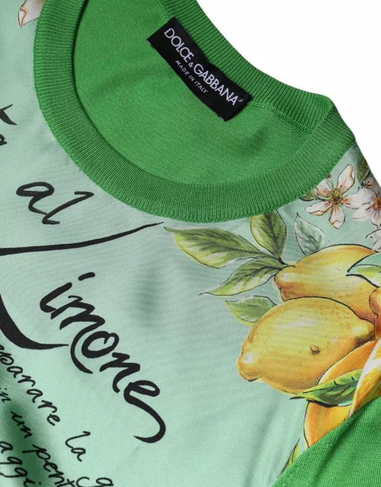 Dolce & Gabbana Green Silk Granita Al Limone Long Sleeves Sweater -   -  Dolce & Gabbana.
