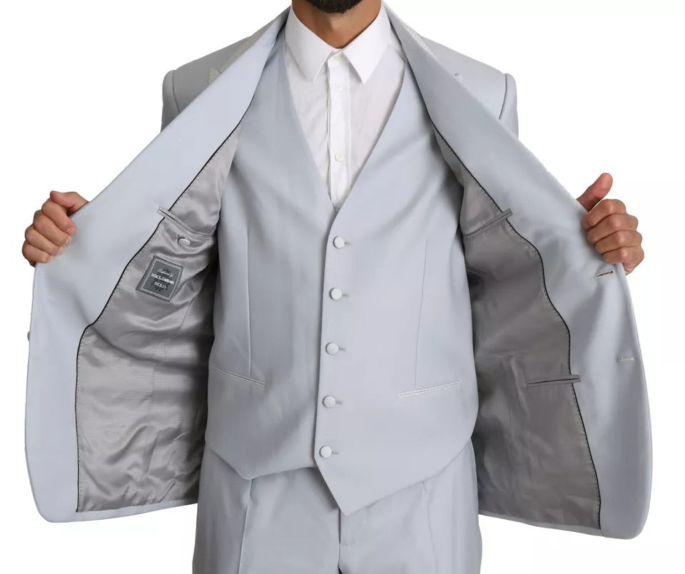 Dolce & Gabbana Light Blue SICILIA Wool 3 Piece Suit -   -  Dolce & Gabbana.