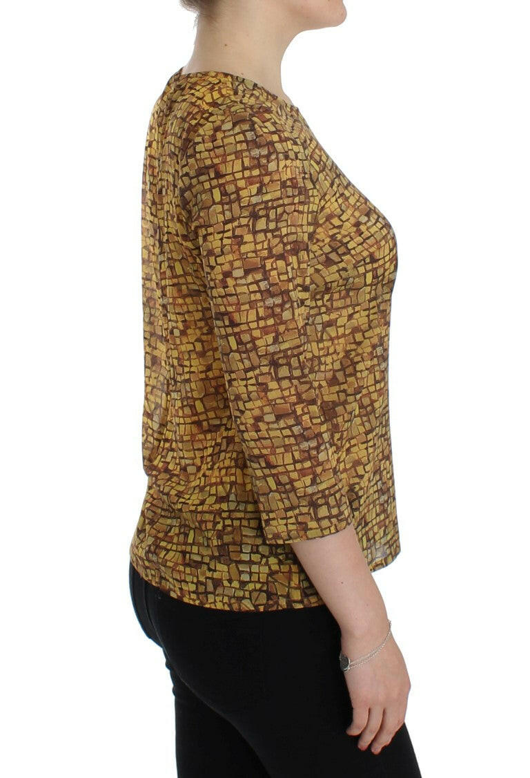Dolce & Gabbana Multicolor Mosaic Print Silk Blouse T-shirt -   -  Dolce & Gabbana.