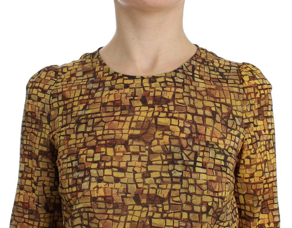 Dolce & Gabbana Multicolor Mosaic Print Silk Blouse T-shirt -   -  Dolce & Gabbana.