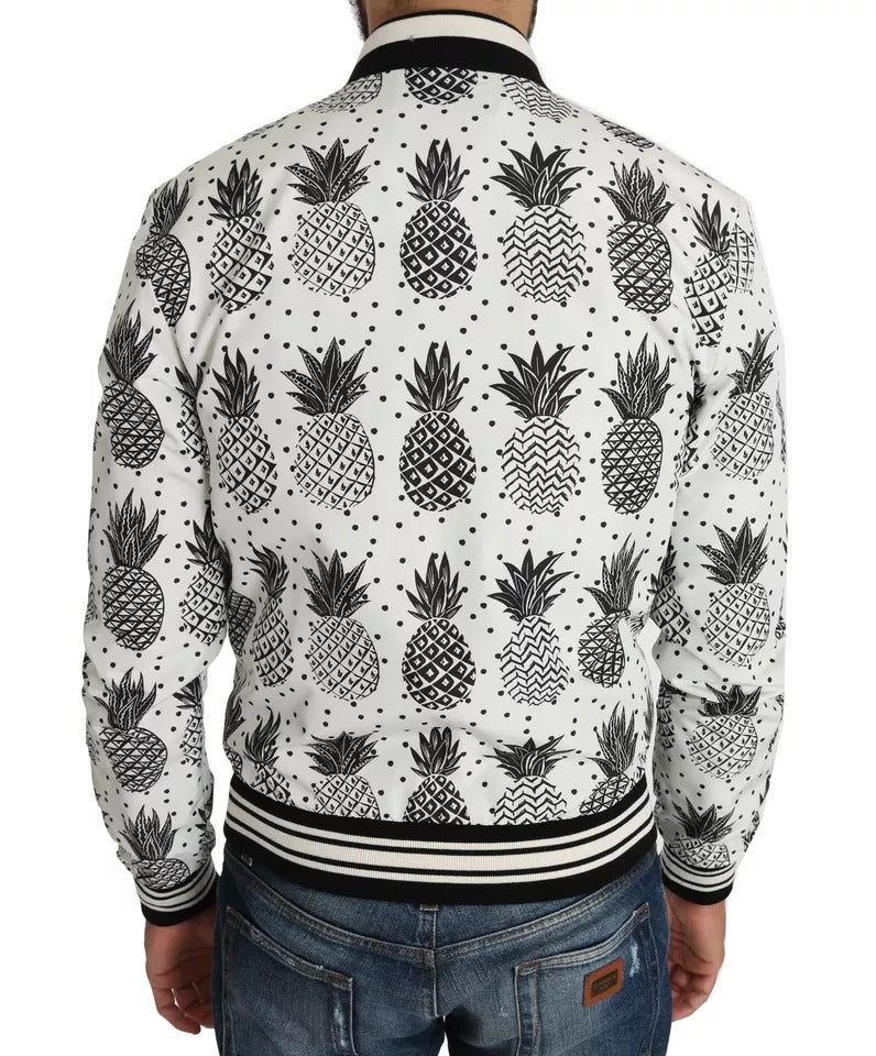 Dolce & Gabbana White Black Pineapple Bomber Coat Jacket -   -  Dolce & Gabbana.