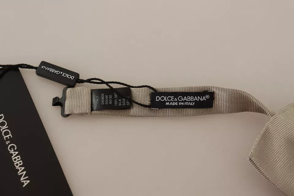 Dolce & Gabbana Silver Gray 100% Silk Adjustable Neck Bow Tie -   -  Dolce & Gabbana.
