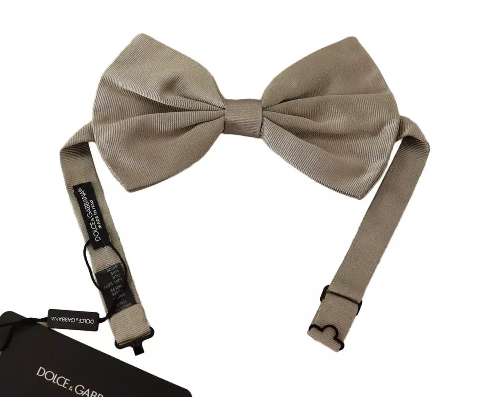 Dolce & Gabbana Silver Gray 100% Silk Adjustable Neck Bow Tie -   -  Dolce & Gabbana.