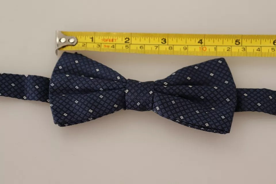 Dolce & Gabbana Blue Patterned Silk Adjustable Neck Bow Tie Men -   -  Dolce & Gabbana.