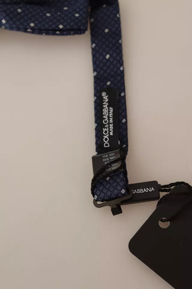 Dolce & Gabbana Blue Patterned Silk Adjustable Neck Bow Tie Men -   -  Dolce & Gabbana.